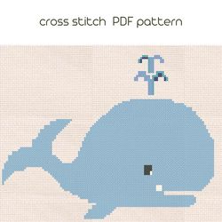 Whale cross stitch, Animal cross stitch pattern, PDF Pattern /49/