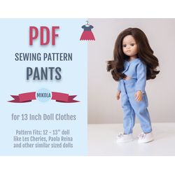 13 inch dolls sewing pattern pants, Doll clothes patterns, Paola Reina doll clothes, Dianna Effner Little Darling