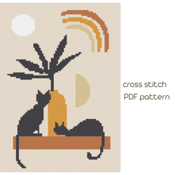 Cats cross stitch, Animal cross stitch pattern, PDF Pattern /50/