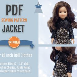 PDF sewing pattern jacket Paola Reina doll clothes 13 inch, Little Darling by Dianna Effner
