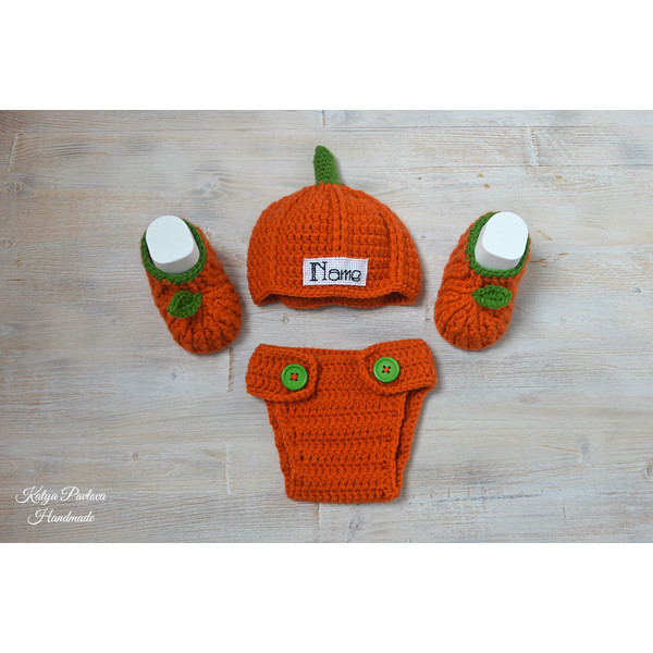 Halloween costume baby Pumpkin outfit Personalized hat Boygirl suit Gender neutral newborn photo prop Custom infant fall set First gift (1).jpg
