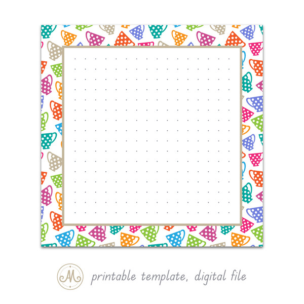 Multicolored bright tea cups in polka dots, printable notes template, reminders, to-do lists, digital file, dot grid_pr.jpg