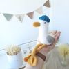 Stuffed seagull toy in blue cap for gift home decor.jpg