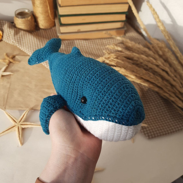 Stuffed blue Whale toy for home decor.jpg