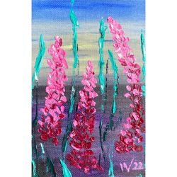 Bluebonnet Painting Texas Original Art Painting Canvas Impasto Oil Wall Art Landscape Meadow Artwork Flower Art Floral