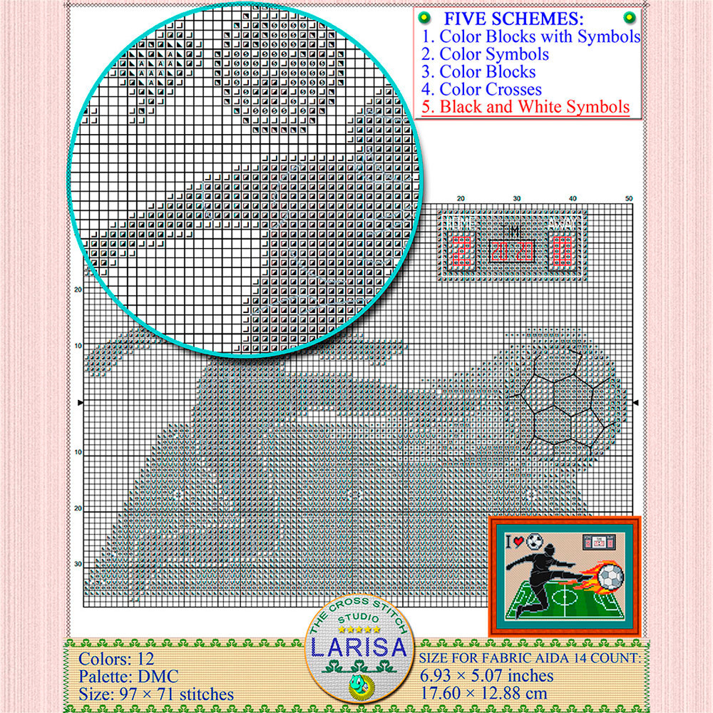 Footballer cross stitch pattern
