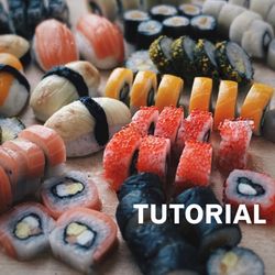 Miniature sushi, rolls . TUTORIAL polymer clay. Mini food. Miniature food clay. Video pdf pattern.