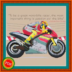 Motosport Cross Stitch Pattern | Motorcycle Racer
