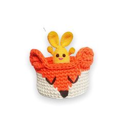 Crochet animal fox basket pattern, Crochet patterns