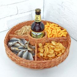 large 16" serving tray round 5 section snack tray wicker tray breakfast tray multifunctional kitchen tray