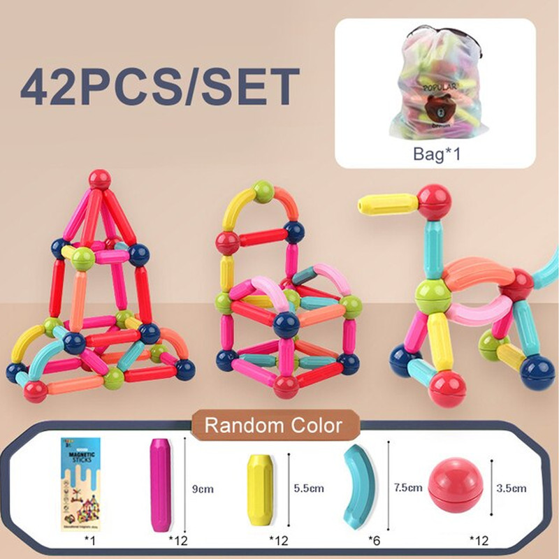 Magnetic Balls and Rods Set Educations Magnetic Building Blocks 42 Pcs
