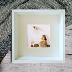 Pebble and sea glass art picture for couple