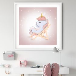Watercolor unicorn, unicorn clipart, baby unicorn, cute unicorn, nursery wall art