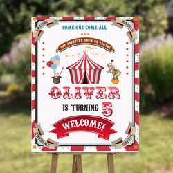 Circus welcome sign Carousel birthday sign Carnival party welcome banner Amusement park poster Come one Come all