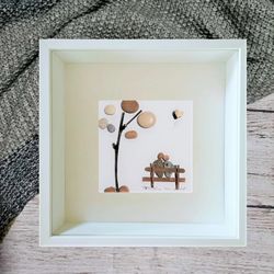 Pebble art picture , gift for couple, parents, anniversary.....