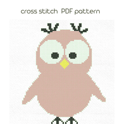 Owl cross pattern, Modern cross stich, PDF Pattern /52/