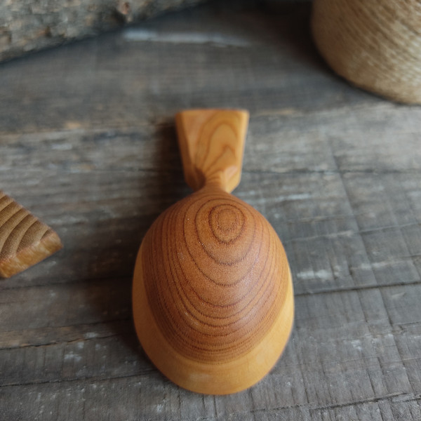 Handmade wooden coffee scoop from natural apricot wood - 05