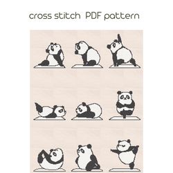 panda cross stitch pattern, yoga cross stitch, pdf download /53/