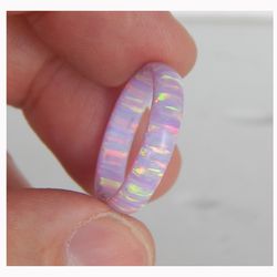 Very beautiful opal ring lilac color. Solid opal ring. Synthetic opal ring