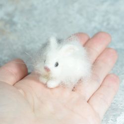 White handmade bunny/Needle felted rabbit/Easter decor/Rabbit miniature