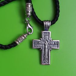 Orthodox blessed silver plated cross crucifix 1x1.2 inch free shipping
