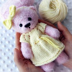 Beautiful teddy bear/ Handmade bear/ Sunny fluffy teddy bear/ Little plush friend/ Miniature teddy bear/ Stuffed totem