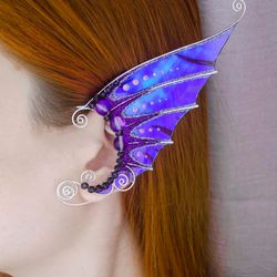mermaid ear cuffs no piercing, elf ear cuffs jewelry, fairy earrings purple