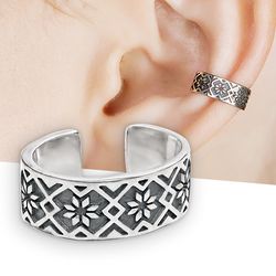slavic ear cuff silver, celtic ear cuff no piercing, earring men