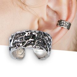 unisex ear cuff no piercing, silver ear cuff men, cartilage earring
