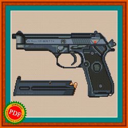 Pistol Cross Stitch Pattern | Beretta M9