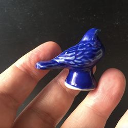 Holy pigeon - Ceramic blue figure, extinguisher, "Small Pigeon", 4 cm high.