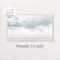 Samsung Frame TV Art | Blue Abstract Digital Landscape Art For The Frame Tv | Contemporary Landscape Art
