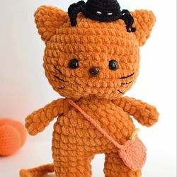 PDF Pattern Crochet Halloween cat Cute plush kitty pattern only