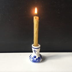 Ceramic candle holder, blue and white, 4cm high