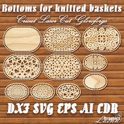 Oval bottoms for knitted baskets vector model for laser cut cnc plan, any thickness, DXF CDR ai svg dxf,instant download