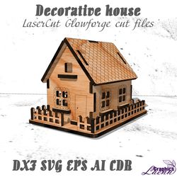 Mini House vector model for laser cut cnc plan, 3 and 4 mm, DXF CDR ai eps svg vector files, glowforge, instant download