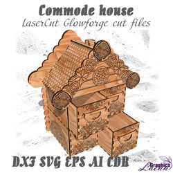 Decorative house with boxes vector model for laser cut cnc plan, 3 mm, DXF CDR ai svg eps vector files for laser cut