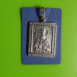 Gregory Palamas medallion necklace plated with silver free shipping