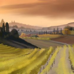 tuscany field digital art paper print print on demand wall art design italy art