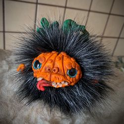 Fantasy creature pumpkin toy, stuffed pumpkin, stuffed doll, fantasy creature, poseable doll,  Halloween pumpkin toy
