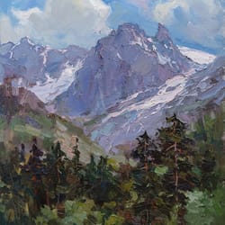 "the air of the mountains" oil on canvas, original painting, plain air painting w 50.00cm x h 60.00cm x d 2.50cm