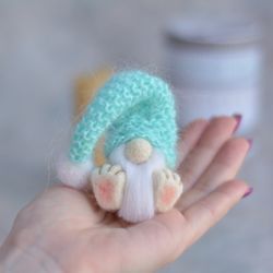Turquoise christmas ornaments / Turquoise gnome with christmas tree