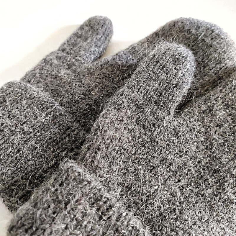 Double soft warm alpaca wool women handknitted mittens