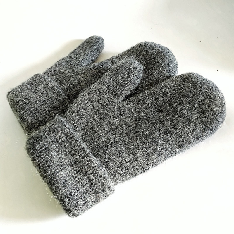 Double soft warm alpaca wool women handknitted mittens