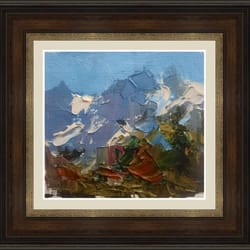 "the sunny mountains" oil on canvas, original painting, plain air painting w 11.00cm x h 10.00cm, small painting