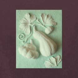 small pumpkin wall decor bas-relief original panno 3d wall art gypsum botanical wall decor sculptural art ready to hang