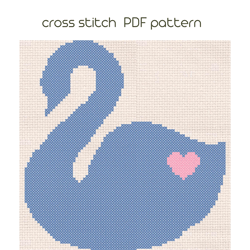 Swan cross stitch, Kids cross stitch pattern, PDF Pattern /57/