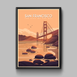 San Francisco vintage travel poster, digital download
