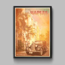 Visit Naples Florida vintage travel poster, digital download