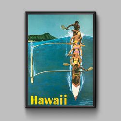 hawaii vintage travel poster, digital download